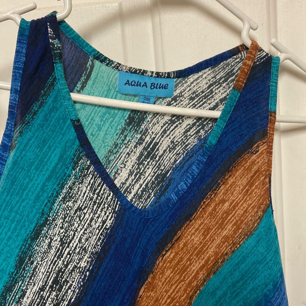 Aqua Blu Asymmetrical Dress in Blue, Brown, and Gray - Picture 4 of 6